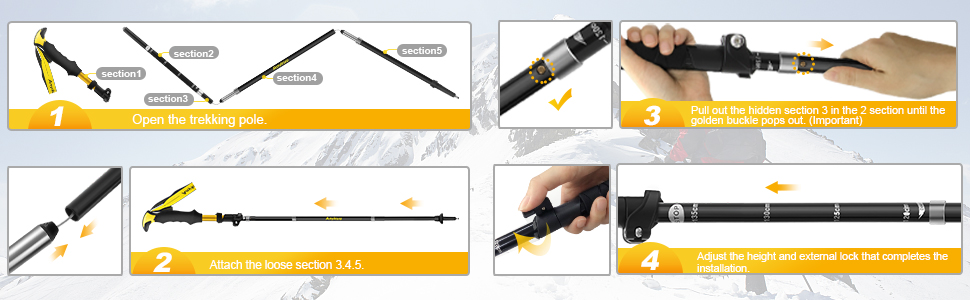 Bastones de trekking de fácil instalación