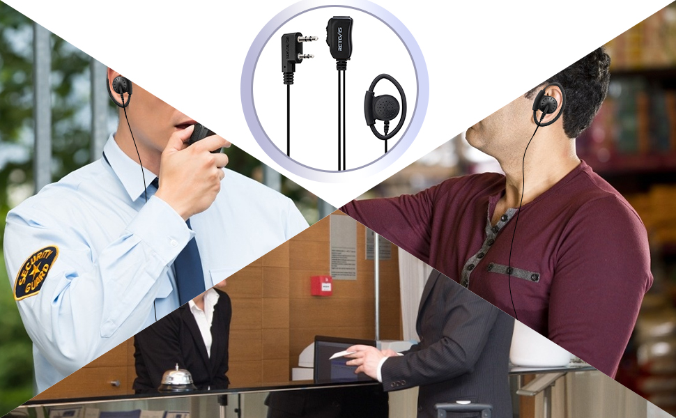 Auricular ajustable en forma de D Retevis para un mejor uso y un sonido más claro