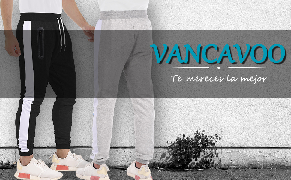 Vancavoo Pantalones Hombre Pantalón Tights Jogger Sweat Pants Casual Jogging para Algodón Trouser