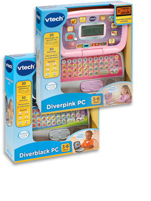 ordenador educativo diverpink pc, vtech caja