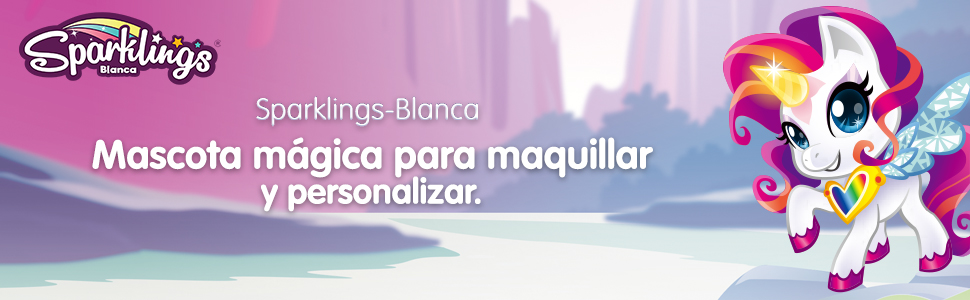 header SPARKLINGS blanca unicornio