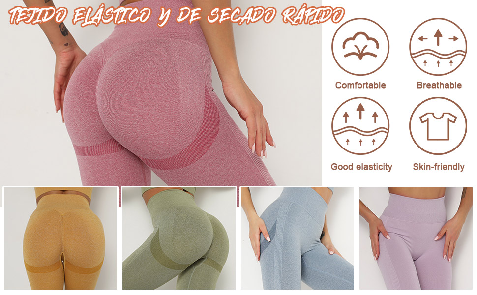 Voqeen Sexy Pantalones de Yoga de Punto Sin Costuras Mujeres Damas de Cintura Alta Leggings