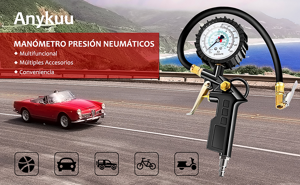 Anykuu manómetro presión neumáticos vigila neumáticos para que pueda viajar con seguridad cada día