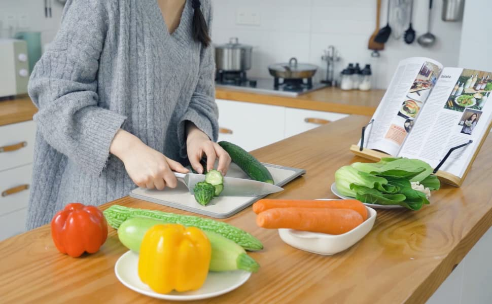 Readaeer Supporto per Libro Pieghevole Portatile in Bamb?? di Cucina e Leggio da Tavolo