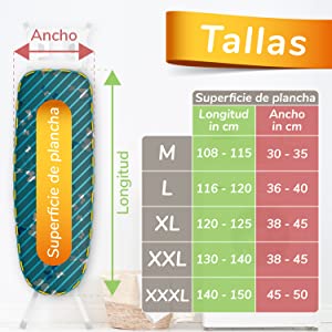 Tallas Superficie de plancha