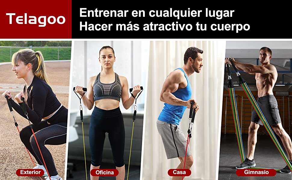 entrenamiento en casa, ejercicio en casa, gym en casa, elásticos fitness, bandas de resistencia