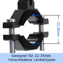 Adecuado para diferentes tipos de manillares de 22-35 mm.