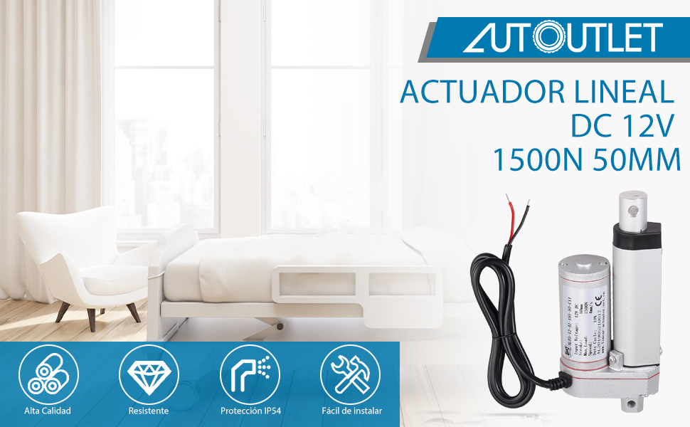 50mm 1500N Actuador lineal 