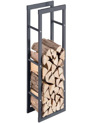 Soporte para le?a Estante de le?a Almacenamiento de Madera para Chimenea Pared Lateral Gris oscuro