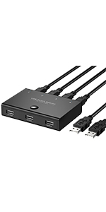 USB 2.0 Switch, Conmutador USB 4 Entradas y 3 Salidas, KVM Switch USB con 4 Cable