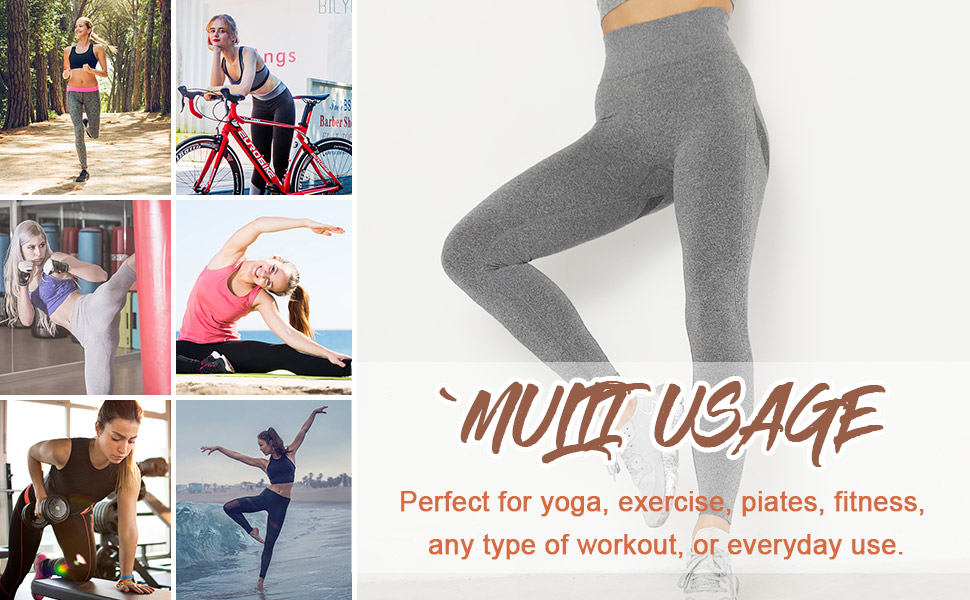 Voqeen Sexy Pantalones de Yoga de Punto Sin Costuras Mujeres Damas de Cintura Alta Leggings