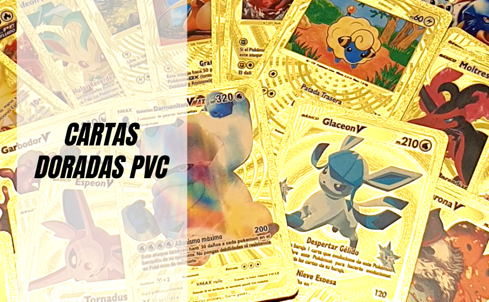 cartas, pvc, doradas, pok, juego, coleccionables, oro, ni?os, vmax, gx, basic, charizar, 