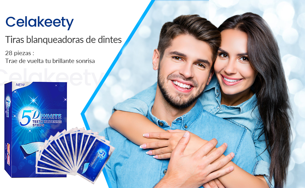 Celakeety Tiras Blanqueadoras Dientes, 28 Piezas 14 Paquetes Blanqueador de Dientes Tiras