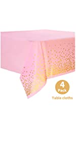 pink and gold table cloth