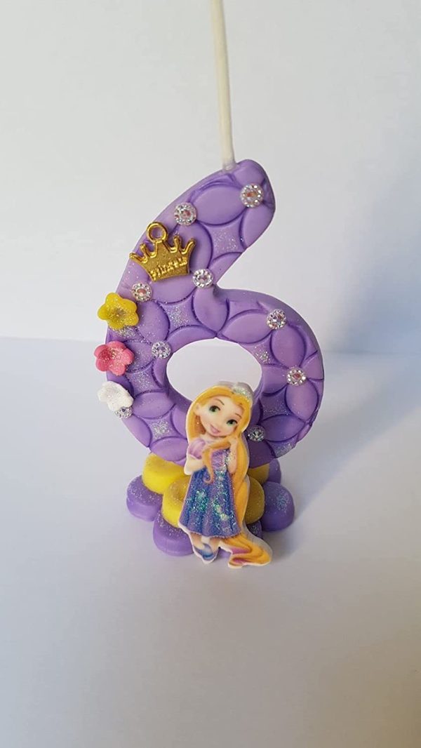 Vela decorada porcelana fría compatible Princesa Rapunzel Cumpleaños tarta