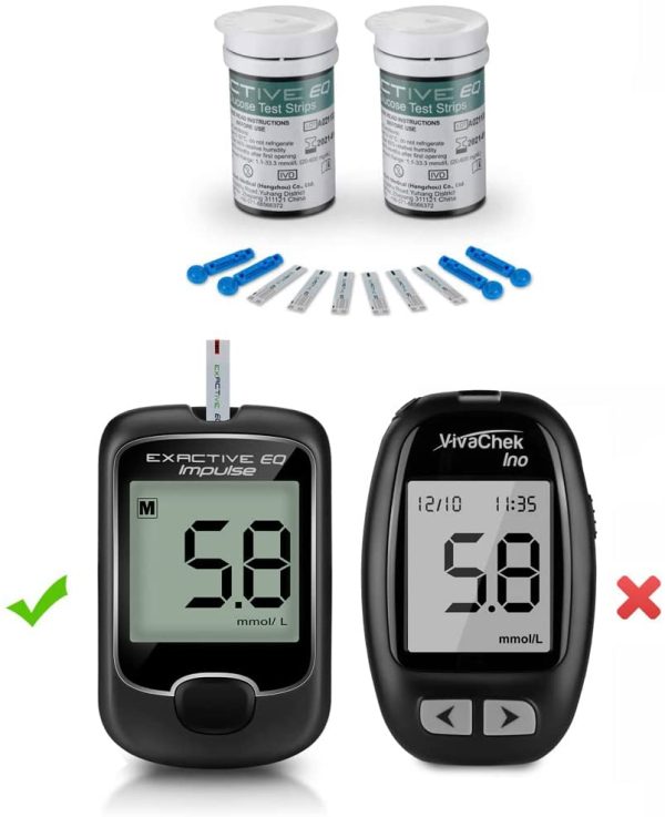 Medidor de glucosa en sangre tiras de prueba reemplazo por Exactive EQ Impulse diabetes strips codefree tiras reactivas de glucosa en sangre x 100 para ES diab??ticos