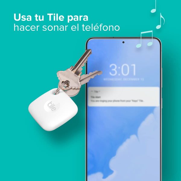 Tile Mate (2022) buscador de objetos Bluetooth, Pack de 1, Radio búsqueda 60m, compatible con Alexa, Google Smart Home, iOS, Android, Busca llaves, mandos y más, Blanco - Imagen 2