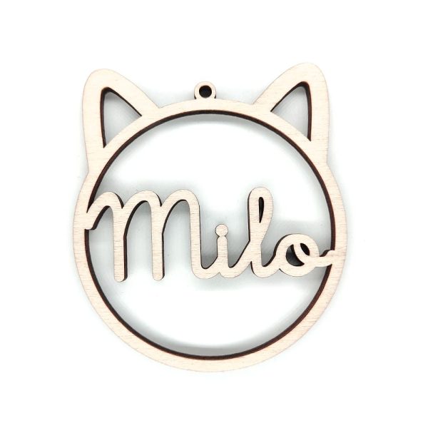 Bolas de Navidad de Madera Personalizadas para Gato | Adornos Navideños para Mascotas | Diseño Orejas de Gato | Decoraciones para Árbol de Navidad | Cordel Incluido - Imagen 3