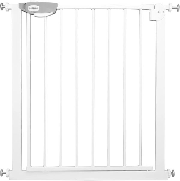 Barrera de Seguridad de Ni?os para Puertas y pasillos Perros Escaleras - Autoclose N Stop Sin Taladrar - 75-85 cm (Blanco)