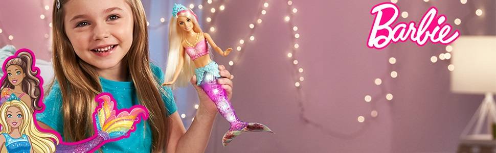 Barbie Dreamtopia, Sirena rubia nada y brilla con accesorios (Mattel GFL82)