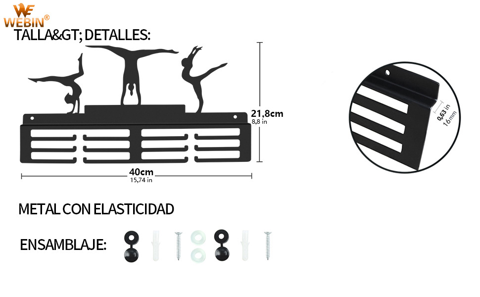 Colgante de medalla para talla deGimnasia Femenina&detalles