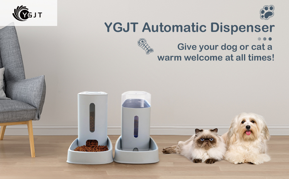 YGJT Dispensador Autom??tico de Comida y Agua para Gatos y Perros