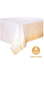 white and gold party table cloth