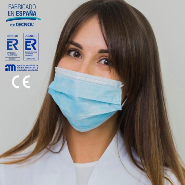 TECNOL HEALTH Mascarillas Quir??rgicas Azules - Fabricadas en Espa?a - 50 o 100 unidades - Tipo IIR - BFE > 99% - 3 Capas y Sin Grafeno - Mascarillas Homologadas para Adultos - Imagen 2