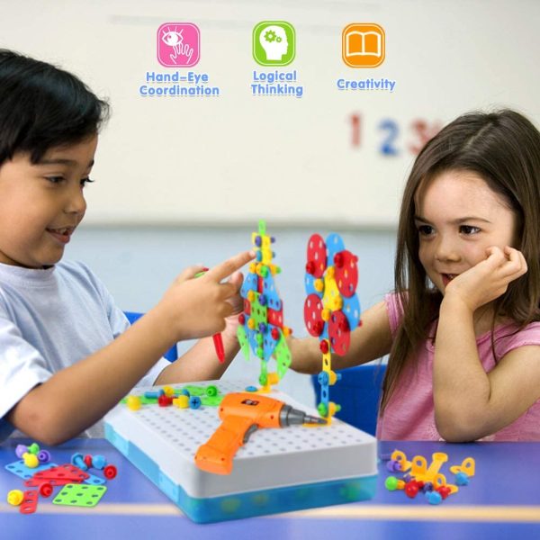 Symiu Juguetes Niños 3 Años- Juguete Construcción para Niños Puzzles 3D Mosaicos Infantiles con Divisible Taladro Eléctrico Juguetes Multiusos Herramienta Caja 3 4 5 Años - Imagen 7