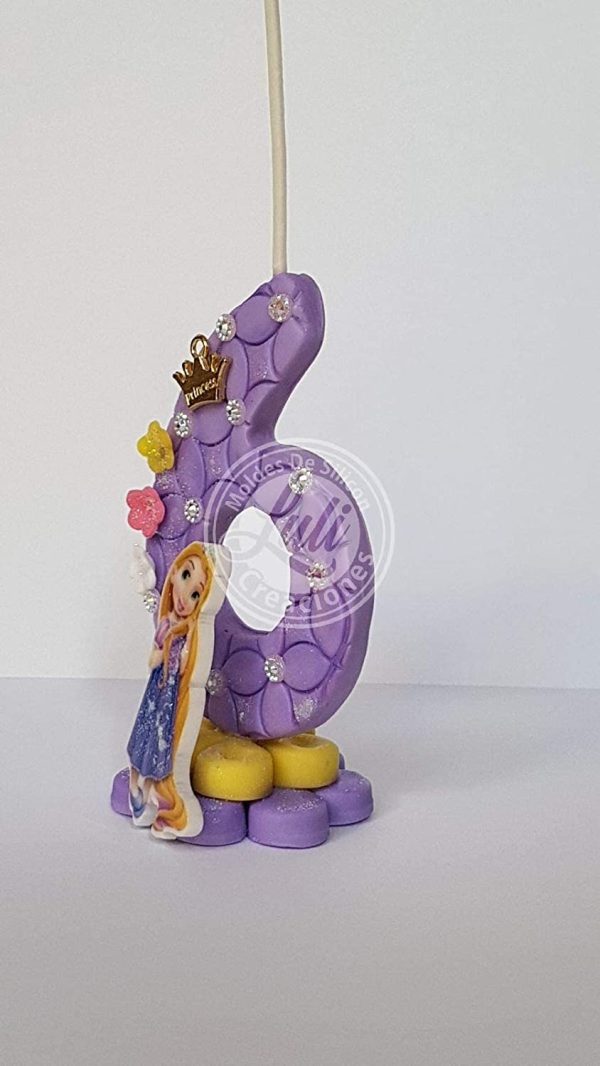 Vela decorada porcelana fría compatible Princesa Rapunzel Cumpleaños tarta - Imagen 2