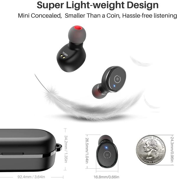 T10 Auriculares Bluetooth IPX8 Impermeable Bluetooth 5.3 In Ear inal??mbricos con Estuche de Carga y micr??fono, Sonido Premium con Graves Profundos para Correr y Hacer Deporte Negro