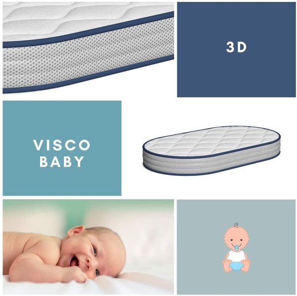 Tecnocolch??n - Colch??n Capazo Visco Baby? Viscoel??stico (72 x 33 x 8cm) | Reversible Verano - Invierno | Gran Suavidad | Certificados Oeko-Tex? y CertiPUR | Dise?ado para el Descanso. - Imagen 6