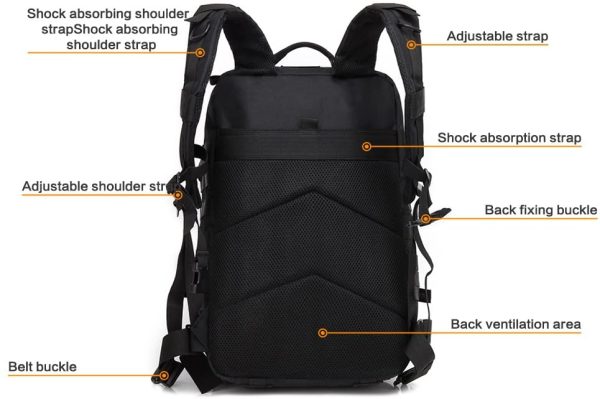 ZEHNHASE Mochila Táctica Impermeable 45L Gran Capacidad Nylon 600D Múltiples Bolsillos para Senderismo Acampada, Montañismo, Caza, Aire Libre Ciclismo y más - Imagen 2