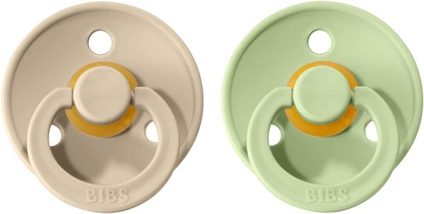 BIBS Colour Paquete de 2 chupetes. Libre de BPA, Tetina redonda. L??tex natural, Talla 2 (6-18 meses), Sand/Pistachio - Imagen 3