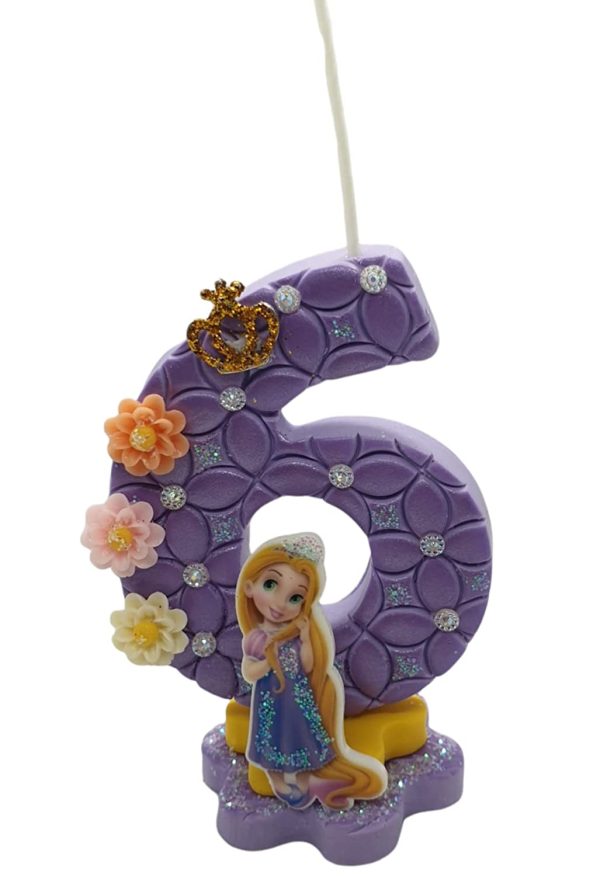 Vela decorada porcelana fría compatible Princesa Rapunzel Cumpleaños tarta - Imagen 4