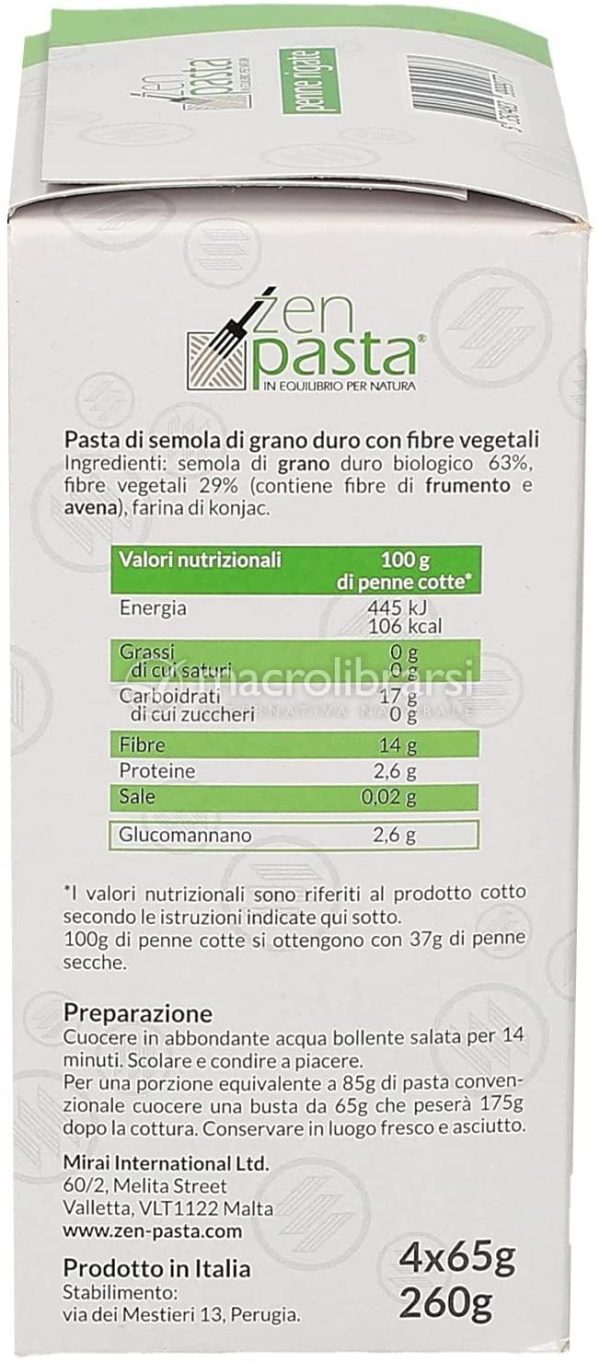 Zenpasta Macarrones con Konjac Penne Rigate 260 g - Imagen 2