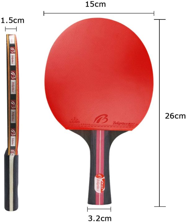 Tencoz Palas Ping Pong, Table Tennis Set para Juego de Interior al Aire Libre - Cl??sico Negro Rojo - Imagen 3