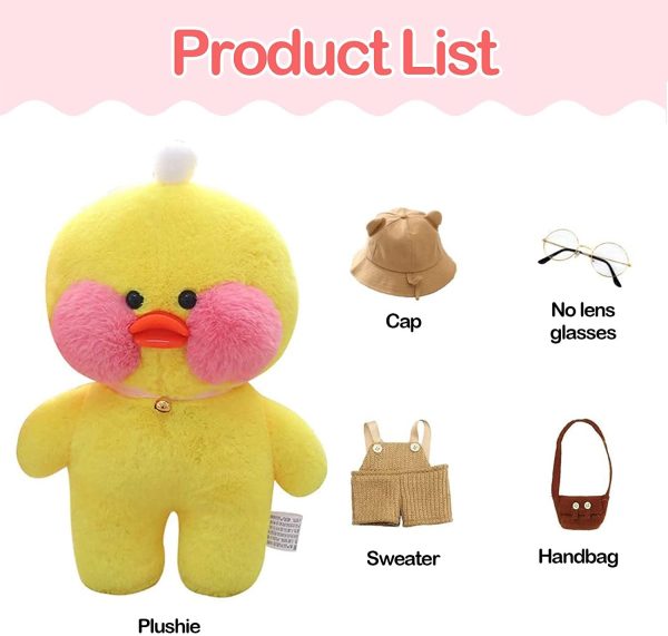 Bolukets Peluche Pato Lalafanfan Muñeco de Peluche Pato  Cafe Mimi Pato de Peluche Lindo Suave Coreano Netred con Ácido Hialurónico Juguete de Pato 30 cm Regalo para Niñas Niños - Imagen 6