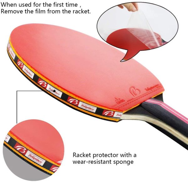 Tencoz Palas Ping Pong, Table Tennis Set para Juego de Interior al Aire Libre - Cl??sico Negro Rojo - Imagen 6