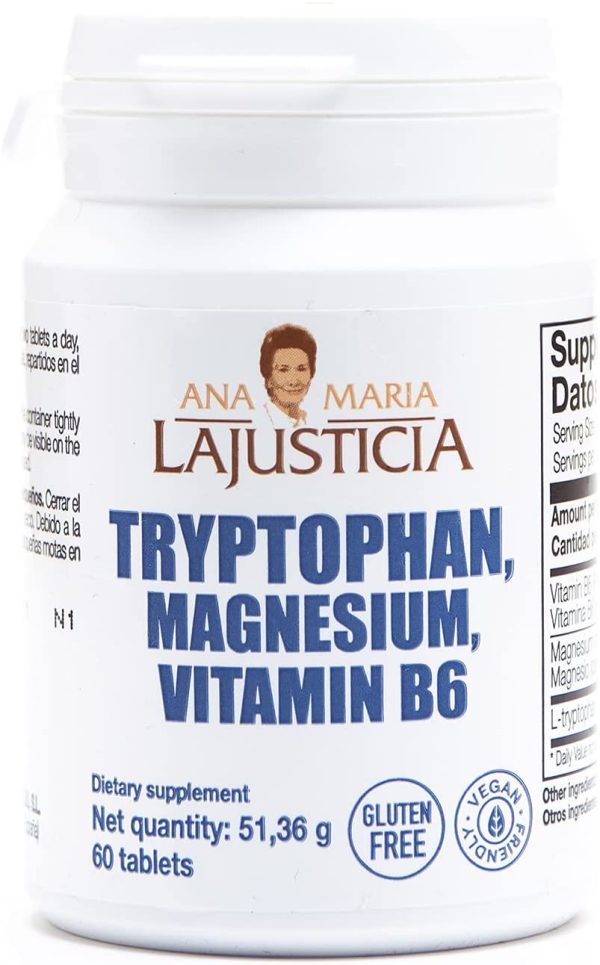 Ana Maria Lajusticia - Triptófano con magnesio + VIT B6 ??60 comprimidos. Reduce la ansiedad, el cansancio y regula el reloj interno. Apto para veganos. Envase para 30 días de tratamiento. - Imagen 5