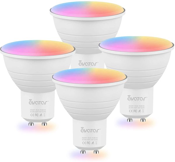 Bombilla Alexa LED Inteligente GU10, Lámpara Inteligente 5W 2700-6500K Luces Cálidas/Frías & RGB ajustable, Sincronizar con música, Conexión rápida Funciona con Alexa y Google Home,4 PCS - Imagen 2