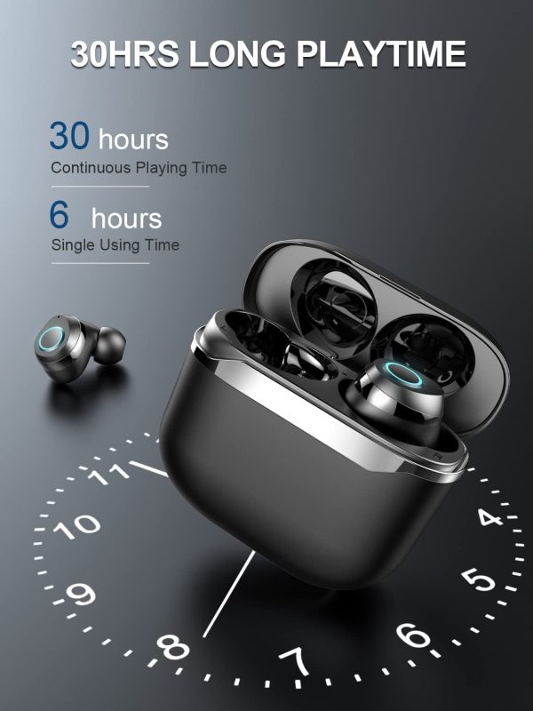 Auriculares Inalámbricos,  Auriculares Bluetooth 5.1 con HiFi Stereo y HD Mic, 30H Control Táctil Wireless Earbuds con Cancelación de Ruido, IPX7 Impermeable Cascos Inalambricos Deportivos Negro - Imagen 3