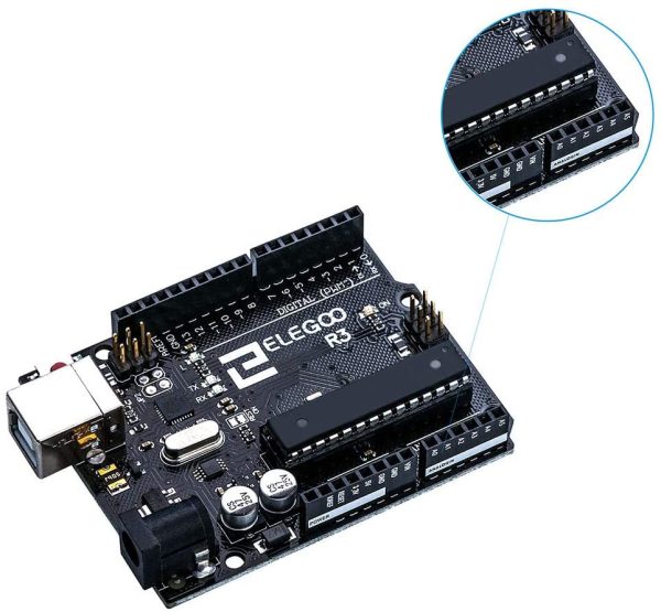 UNO R3 Tarjeta Placa con Cable USB y Microcontrolador Compatible con Arduino IDE Proyectos Cumple con RoHS - Imagen 6