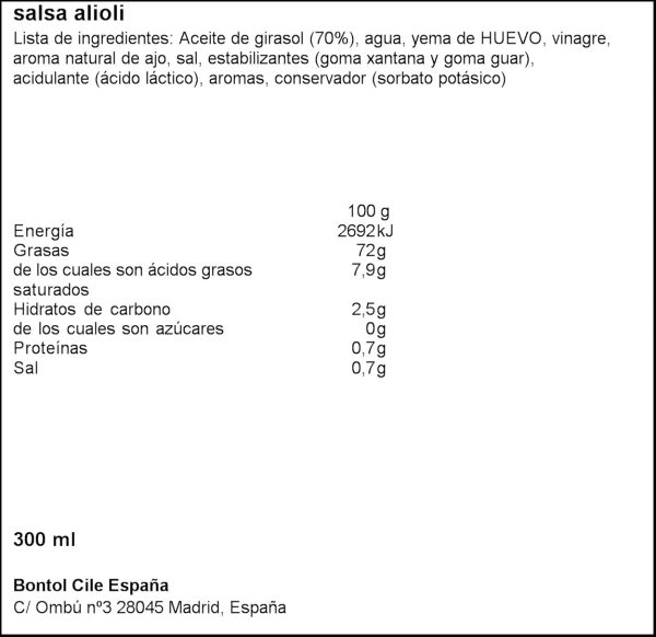 Alioli Suave, Ligero Toque a Ajo, Delicado y Cremoso, 300ml - Imagen 2