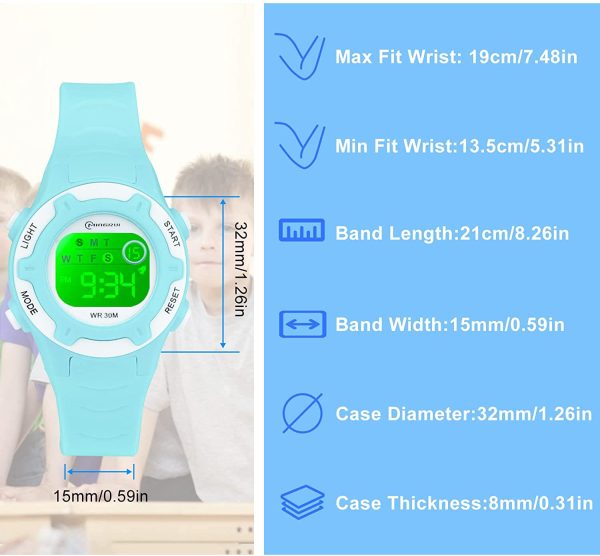 Socico Niños Digital Relojes para Niños Deportes?? ATM Reloj Deportivo Impermeable al Aire Libre con Alarma Cronómetro,Relojes de Pulsera Electrónicos para Niños. - Imagen 2