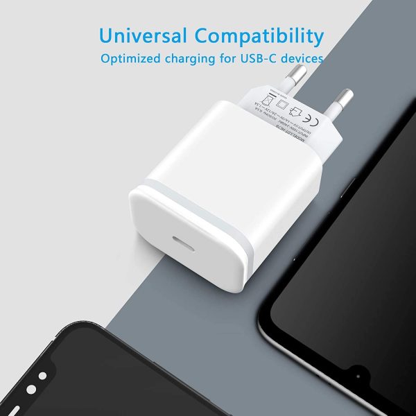 20W Cargador Rapido USB C Enchufe for iPhone 13/13 Mini/13 Pro/13 Pro Max 12/12 Mini/12 Pro/12 Pro Max 11/11 Pro/11 Pro Max, Corriente PD 3.0 Corriente USBC Carga Rapida Pared Movil Adaptador - Imagen 5