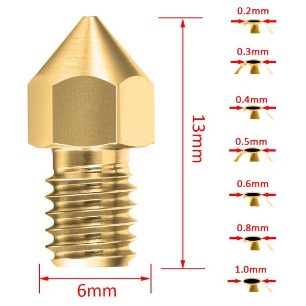 SIQUK 22 Piezas 3D Boquillas de Impresora Boquilla MK8 0.2mm, 0.3mm, 0.4mm, 0.5mm, 0.6mm, 0.8mm, 1.0mm Cabeza de Impresi??n del Extrusor para Impresora 3D Makerbot CR-10 - Imagen 4