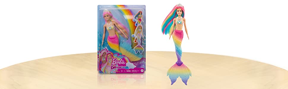 Barbie Dreamtopia Muñeca sirena arcoiris mágico, cambia de color en el agua, regalo para niñas 