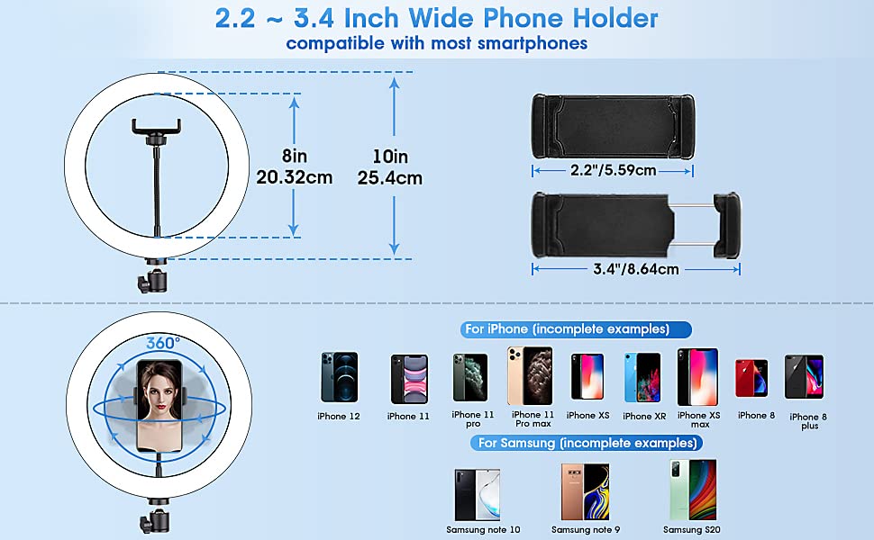 Soporte de teléfono ajustable de 2.2 "-3.4" para Android e iOS