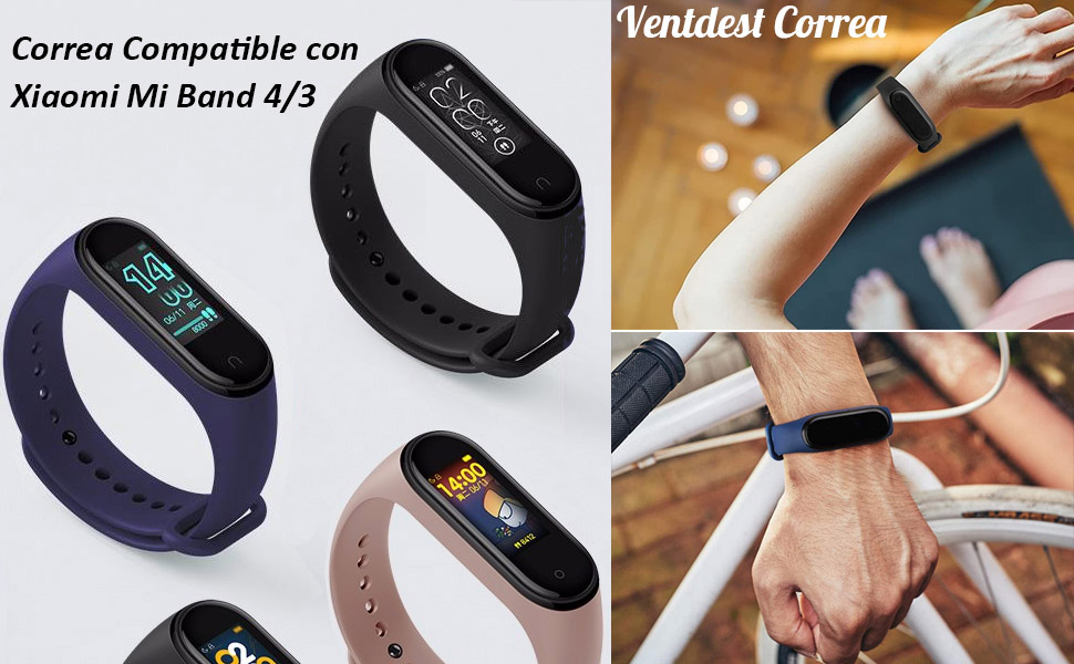 Ventdest 4 Pcs Correas Compatible con Xiaomi Mi Smart Band 4 / 3